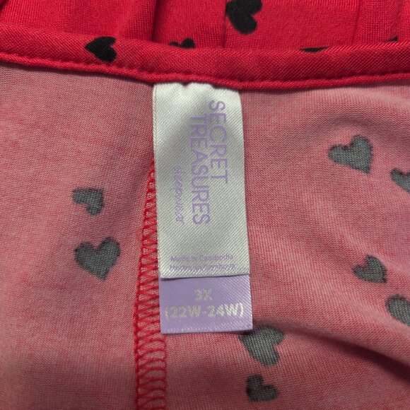Secret Treasures 3X (22W-24W) Bright Pink Hearts Lace Trim Open Back Nightgown - Picture 11 of 12